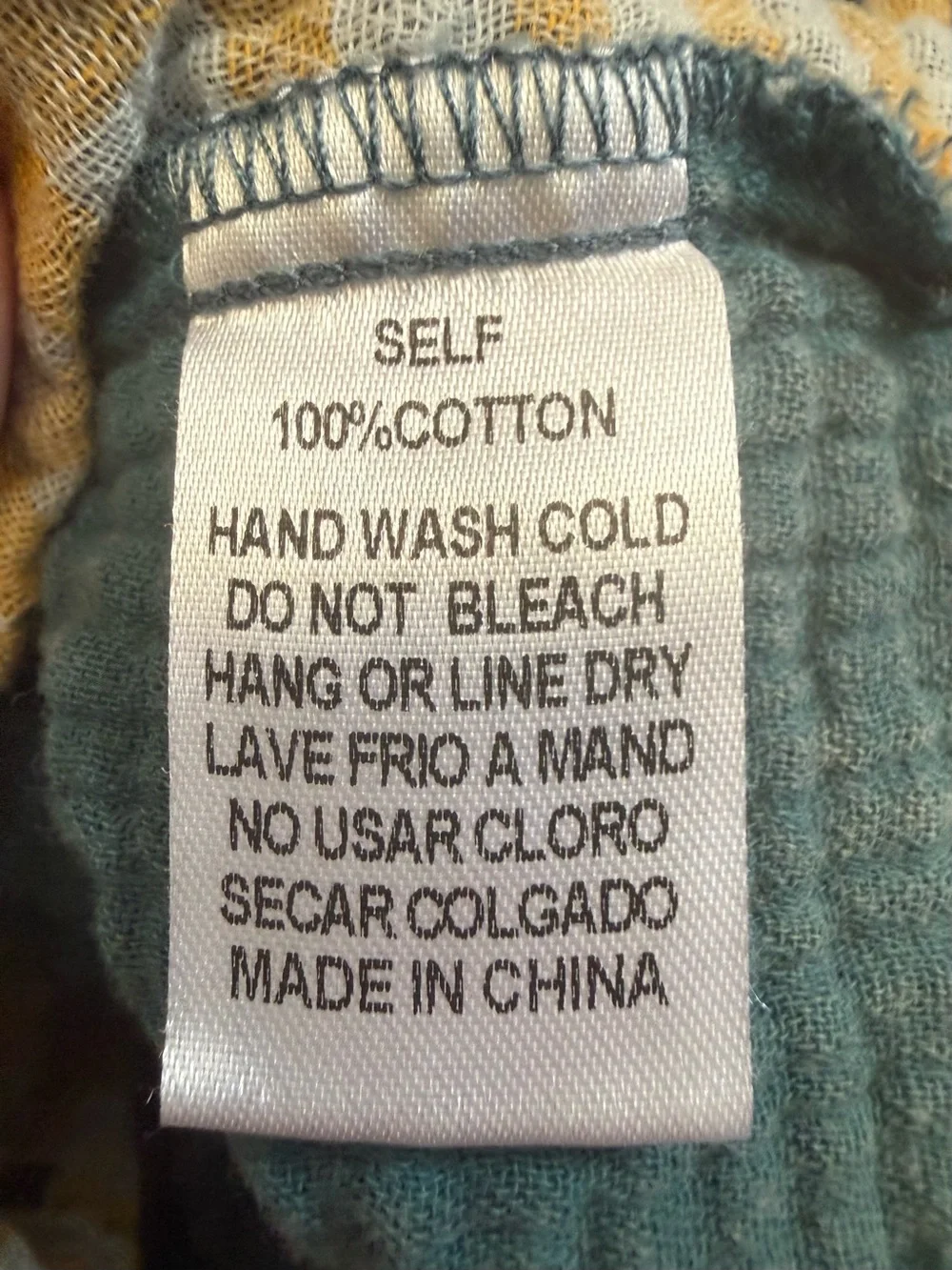 Easel ED27367 Teal Khaki Patchwork Washed Cotton Gauze Dress Size Small